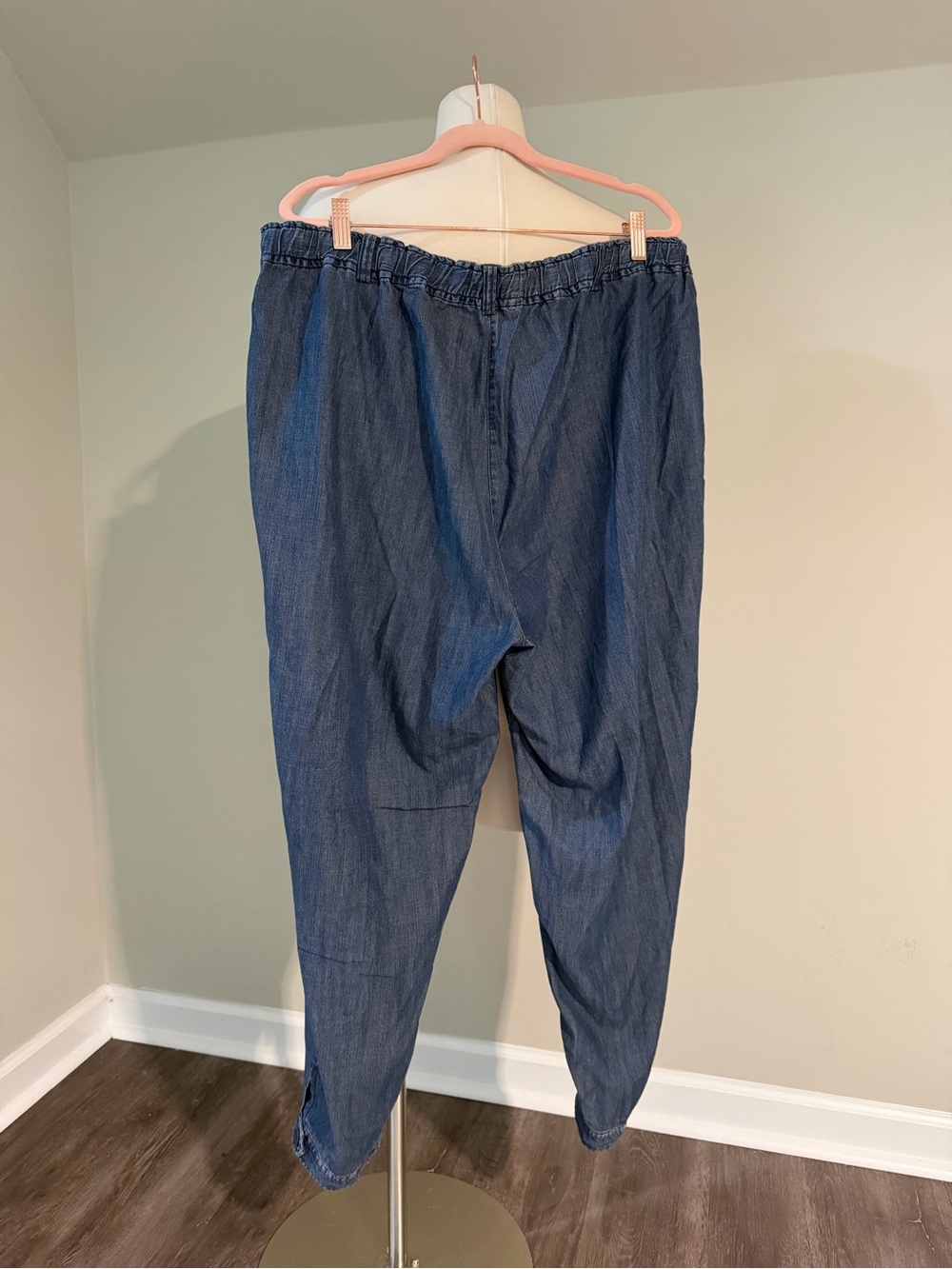 NWT Eileen Fisher, Tencel Denim, Slouchy Tapered, Smocked Waist, Minimalist - Picture 5 of 10